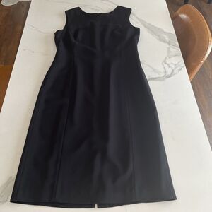 Eddie Bauer Black Sheath Midi Dress Size 8 Lined Minimalist Classic LBD Career